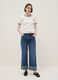 Blue regular fit cotton blend denim trousers_0