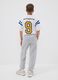 Grey pure cotton joggers with print, comfort fit for boys_1