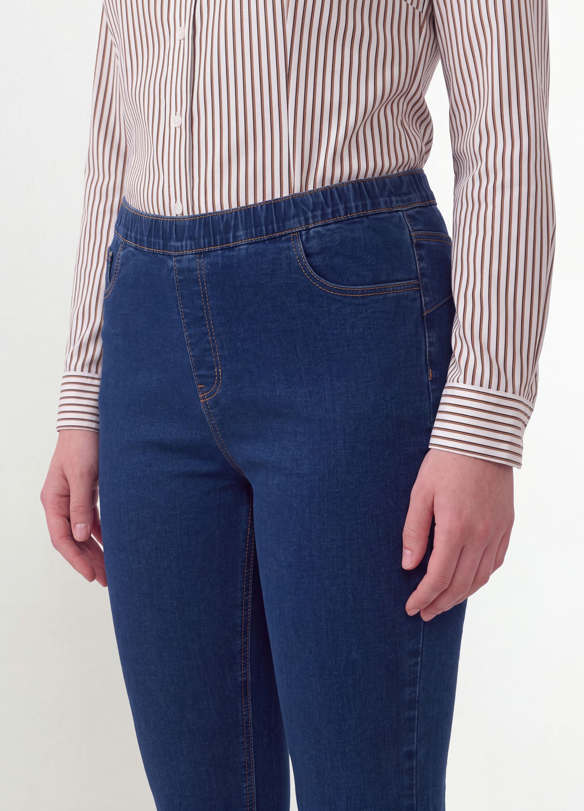 Blue skinny jeggings in stretch cotton and viscose