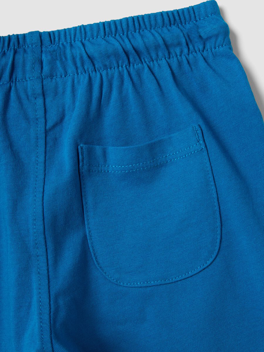 Blue pure organic cotton shorts with elasticated waist for baby boys, regular fit_3