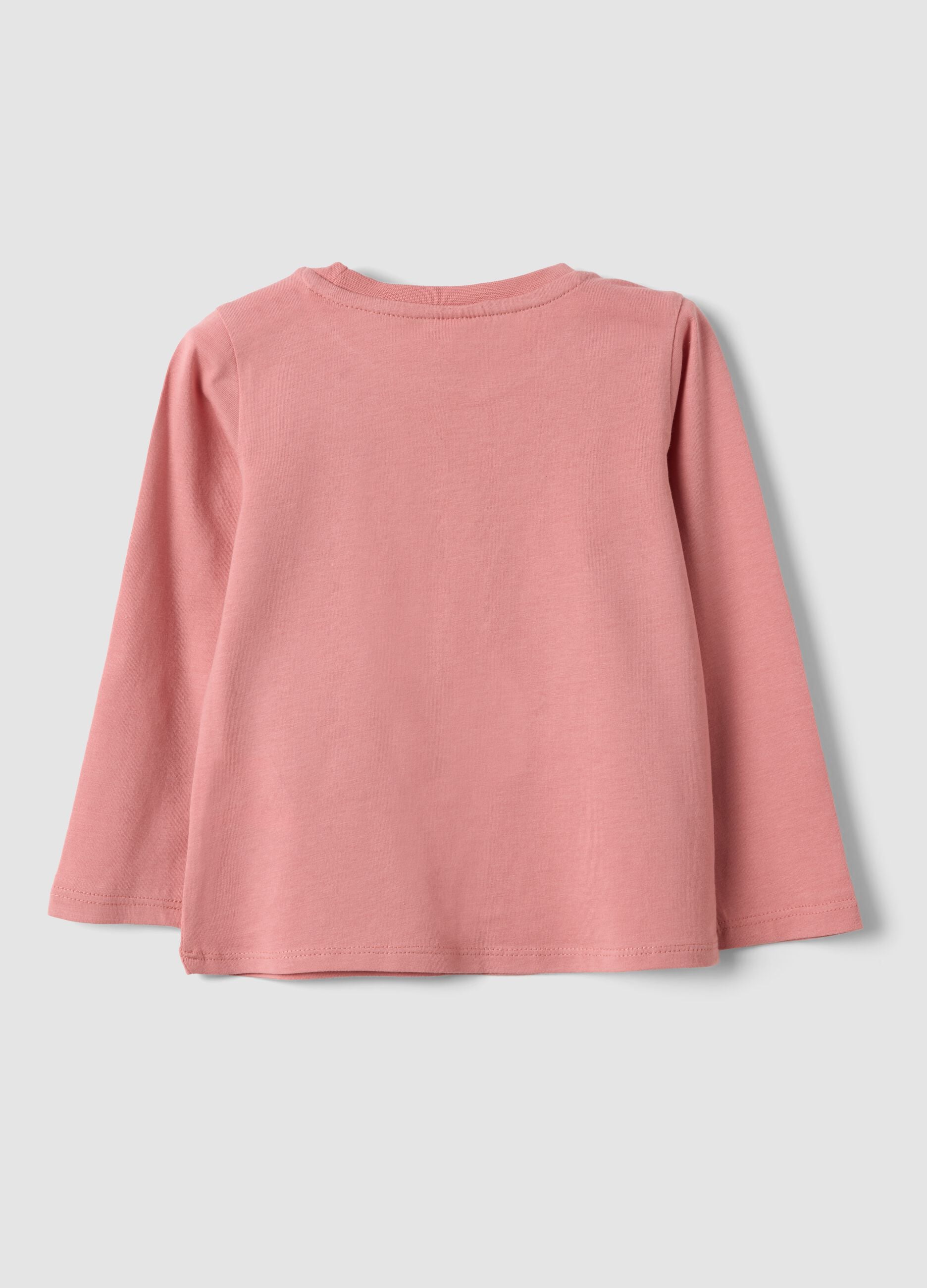 Pink organic cotton T-shirt with cute animal print for baby girl