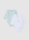 Multicolour Long Sleeve Bodysuit Twin Pack for Infants in Pure Cotton_0
