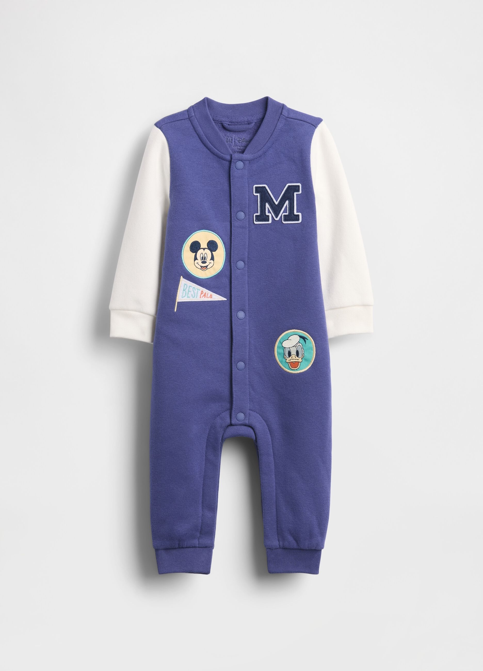 Blue cotton blend romper for newborn