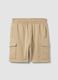 Beige cotton-blend cargo pocket Bermuda shorts, relaxed fit_4