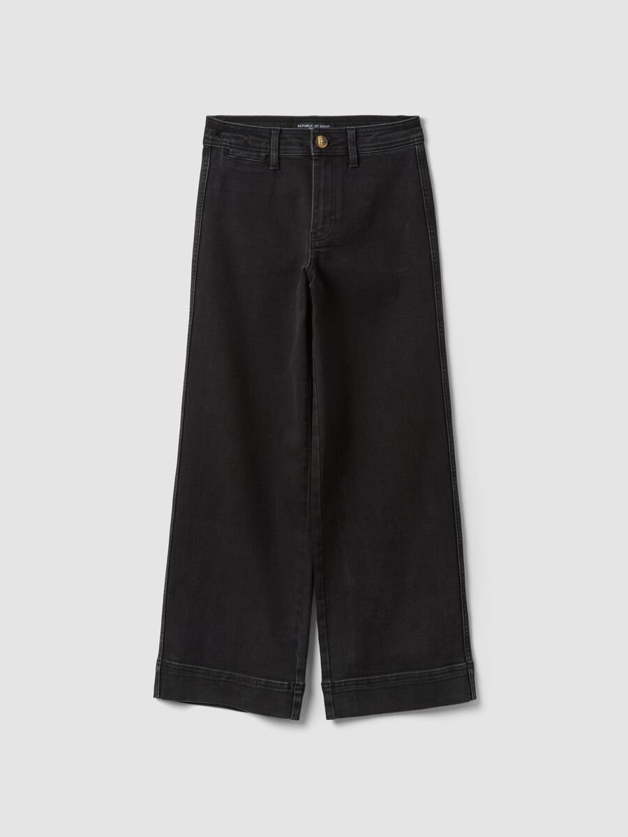 Black wide-leg jeans in stretch cotton_4