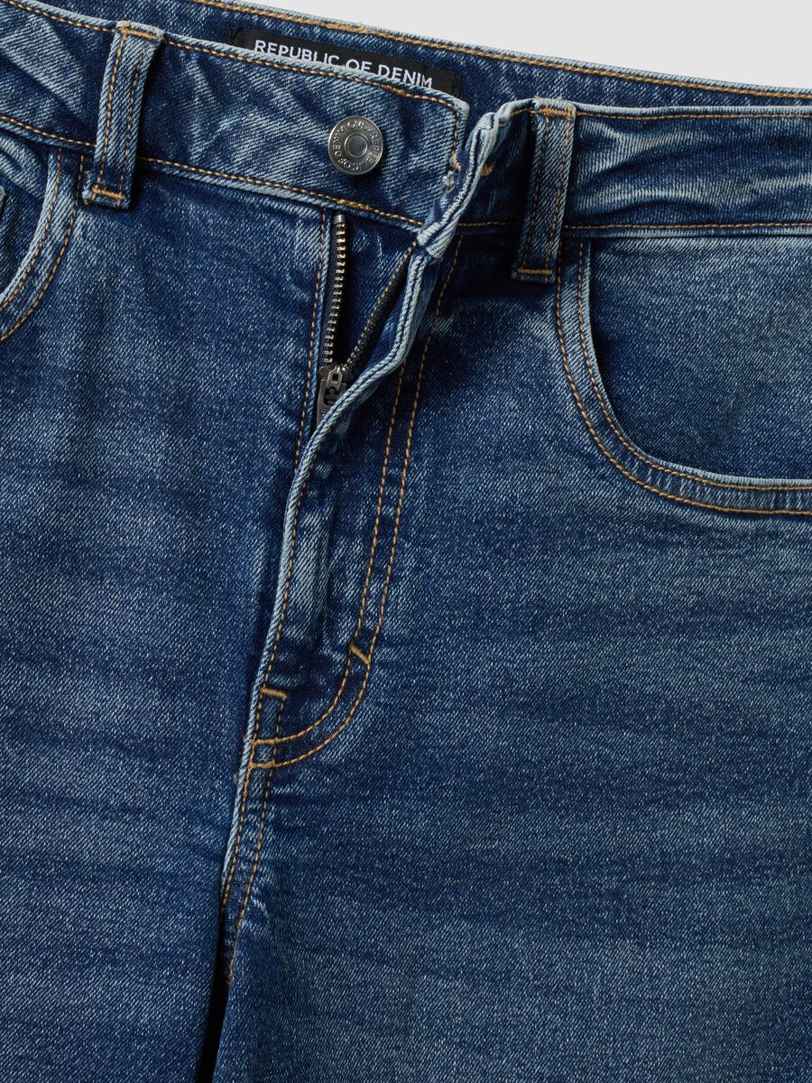 Blue high-waisted wide-leg stretch cotton jeans_6