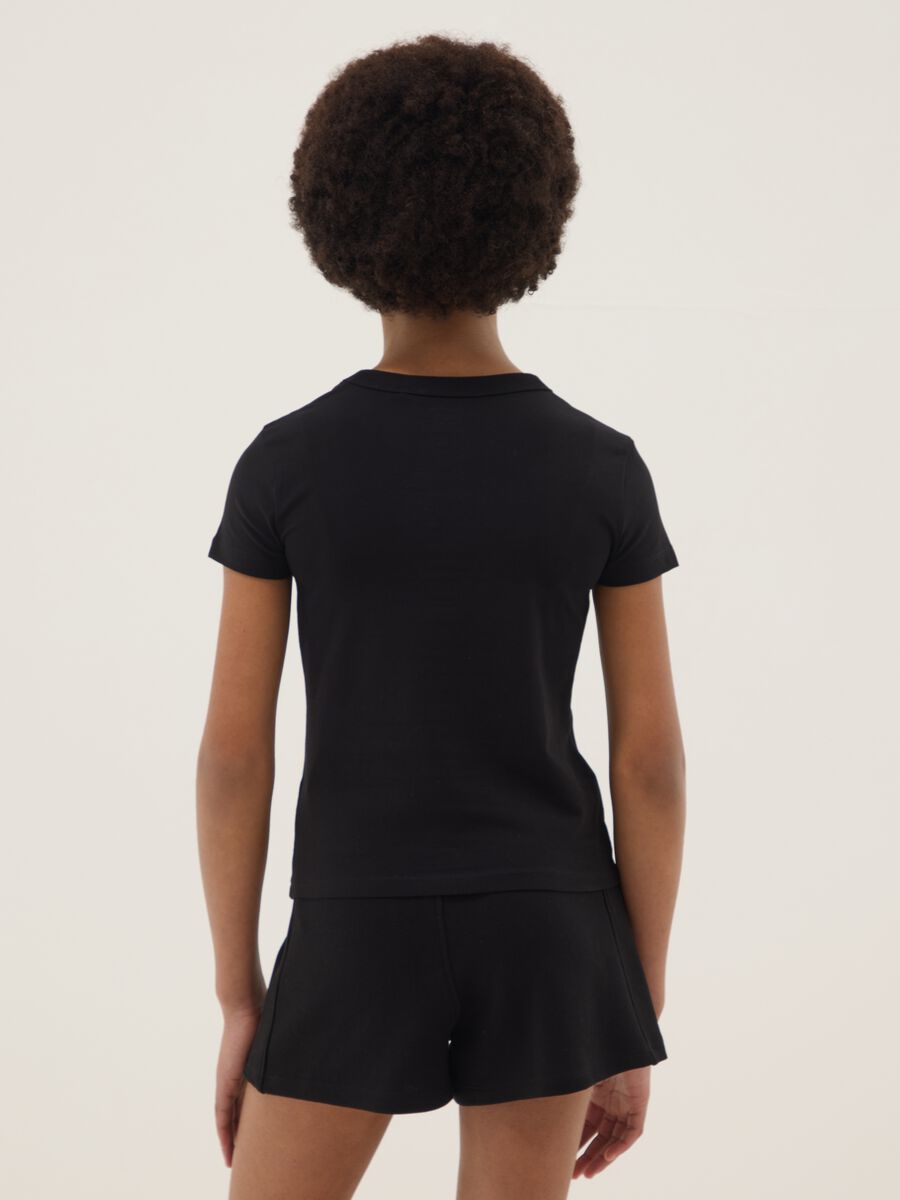 Girls&rsquo; black stretch cotton regular-fit T-shirt_2