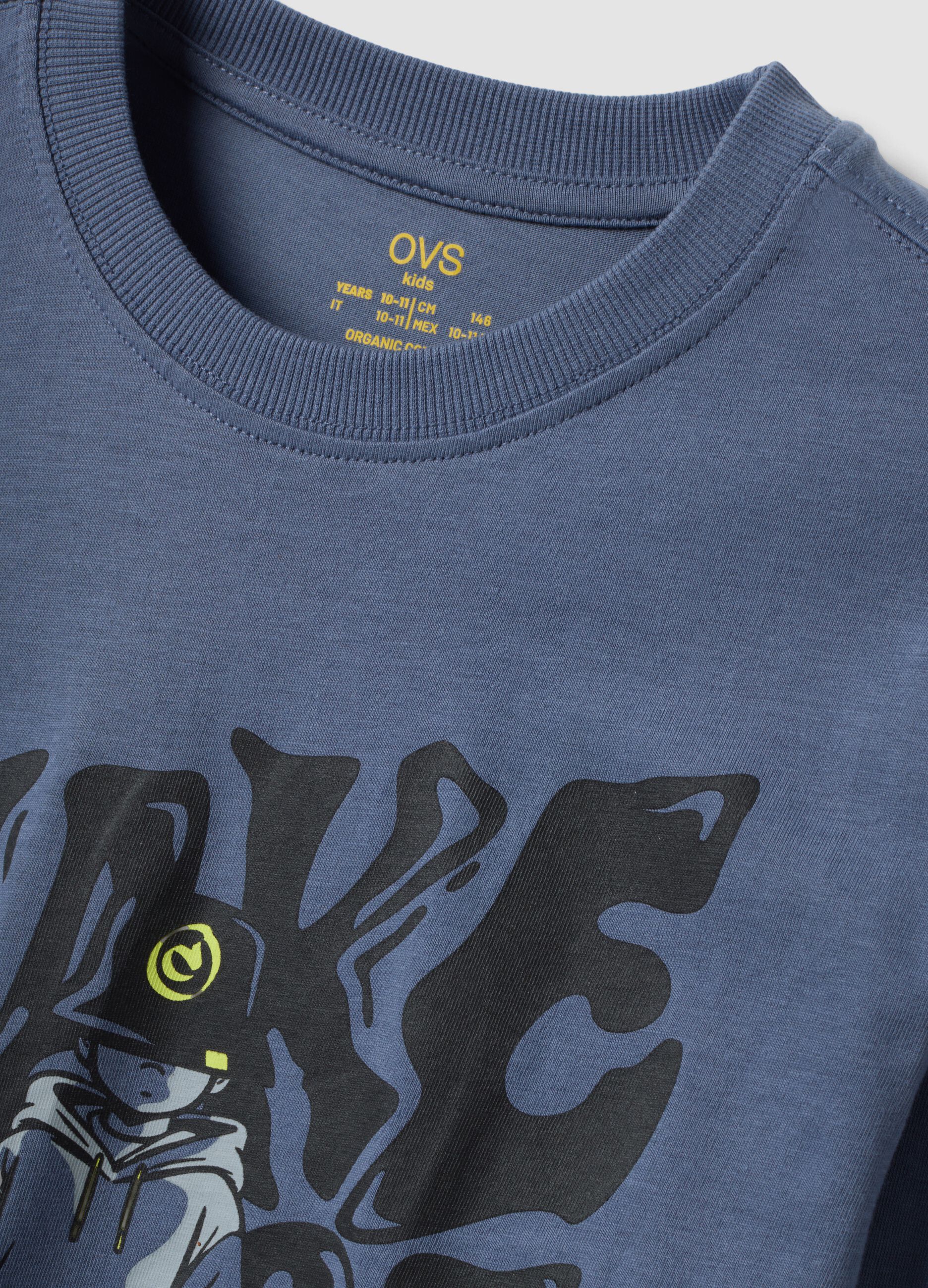 Grey relaxed-fit T-shirt in pure organic cotton for boys