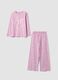 Pink organic cotton jersey pyjamas with bow print_0