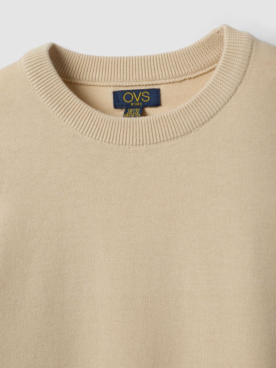 Maglia beige in puro cotone a maniche lunghe regular fit per ragazzo_4