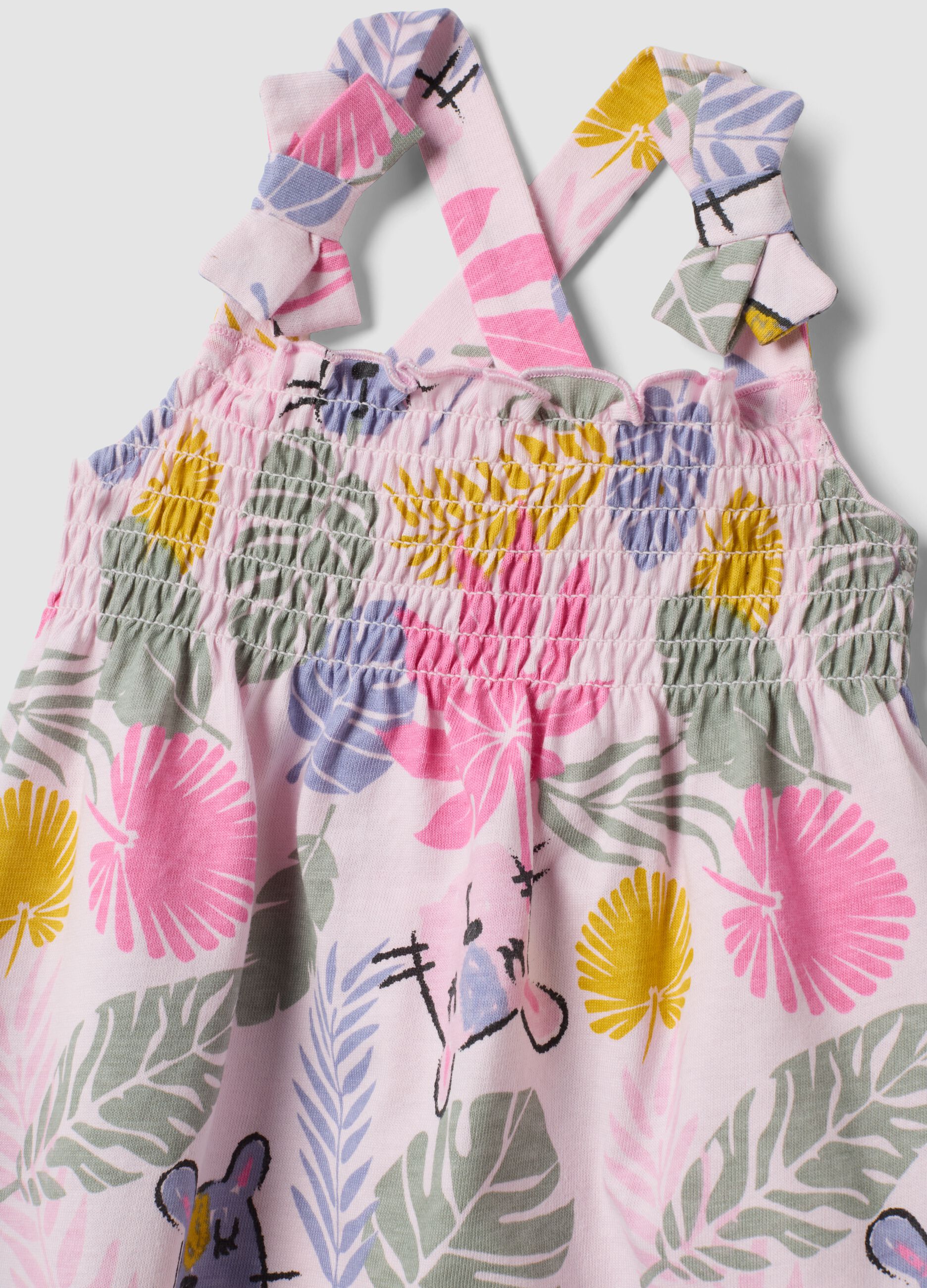 Pink pure cotton floral dress for baby girl