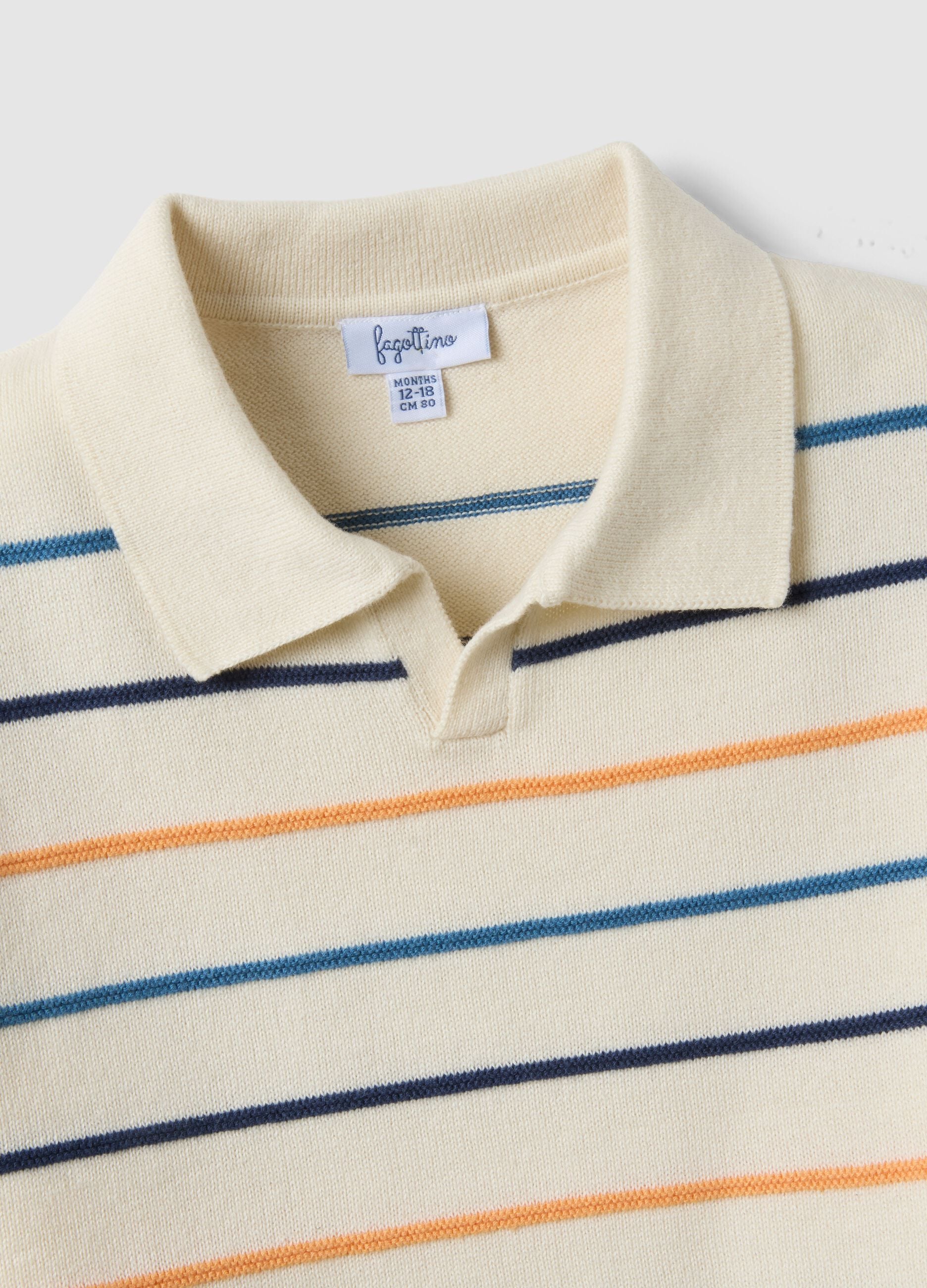 Children's regular fit multicolor striped pure cotton polo
