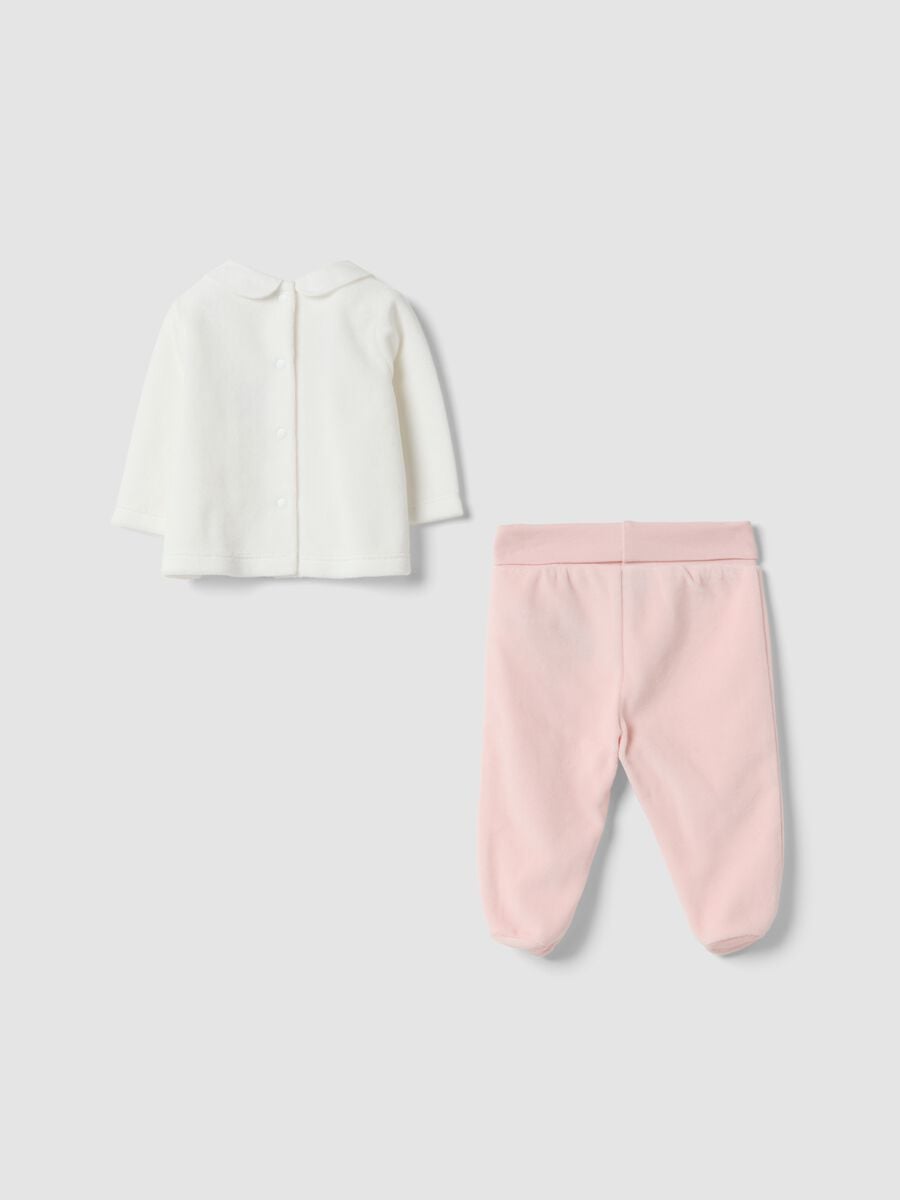 Pink and white organic cotton-blend set_1