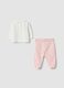 Pink and white organic cotton-blend set_1