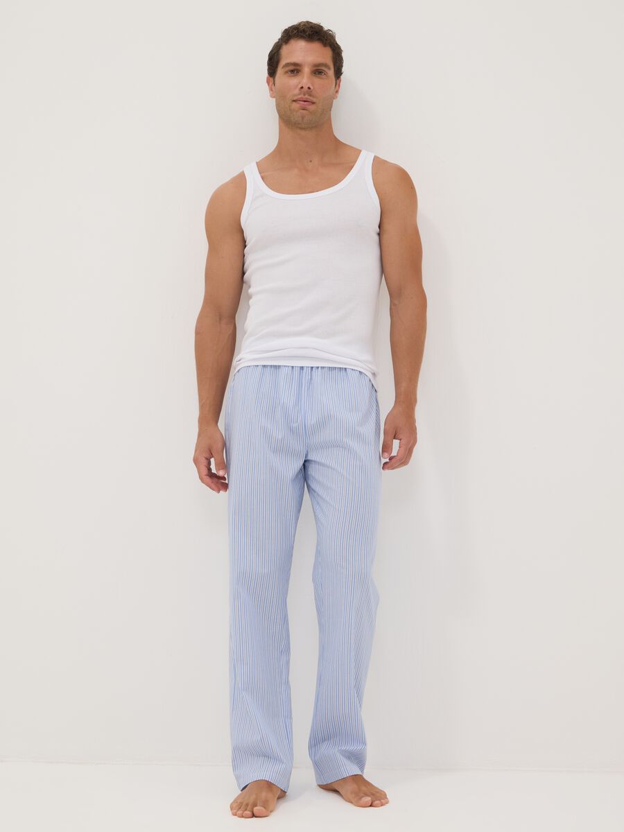Blue striped organic cotton pyjama trousers_0