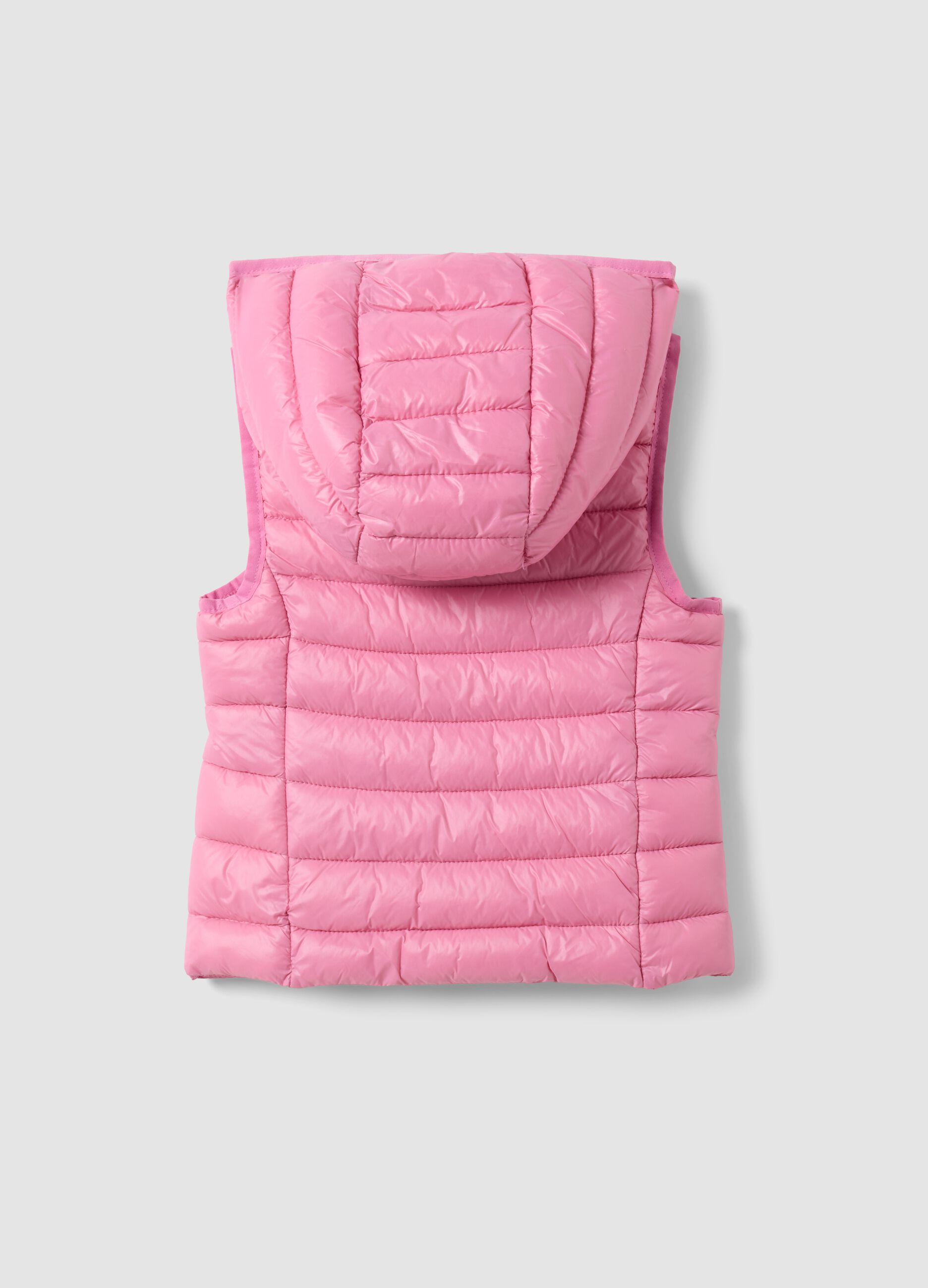 Girls&rsquo; pink padded gilet with hood and zip
