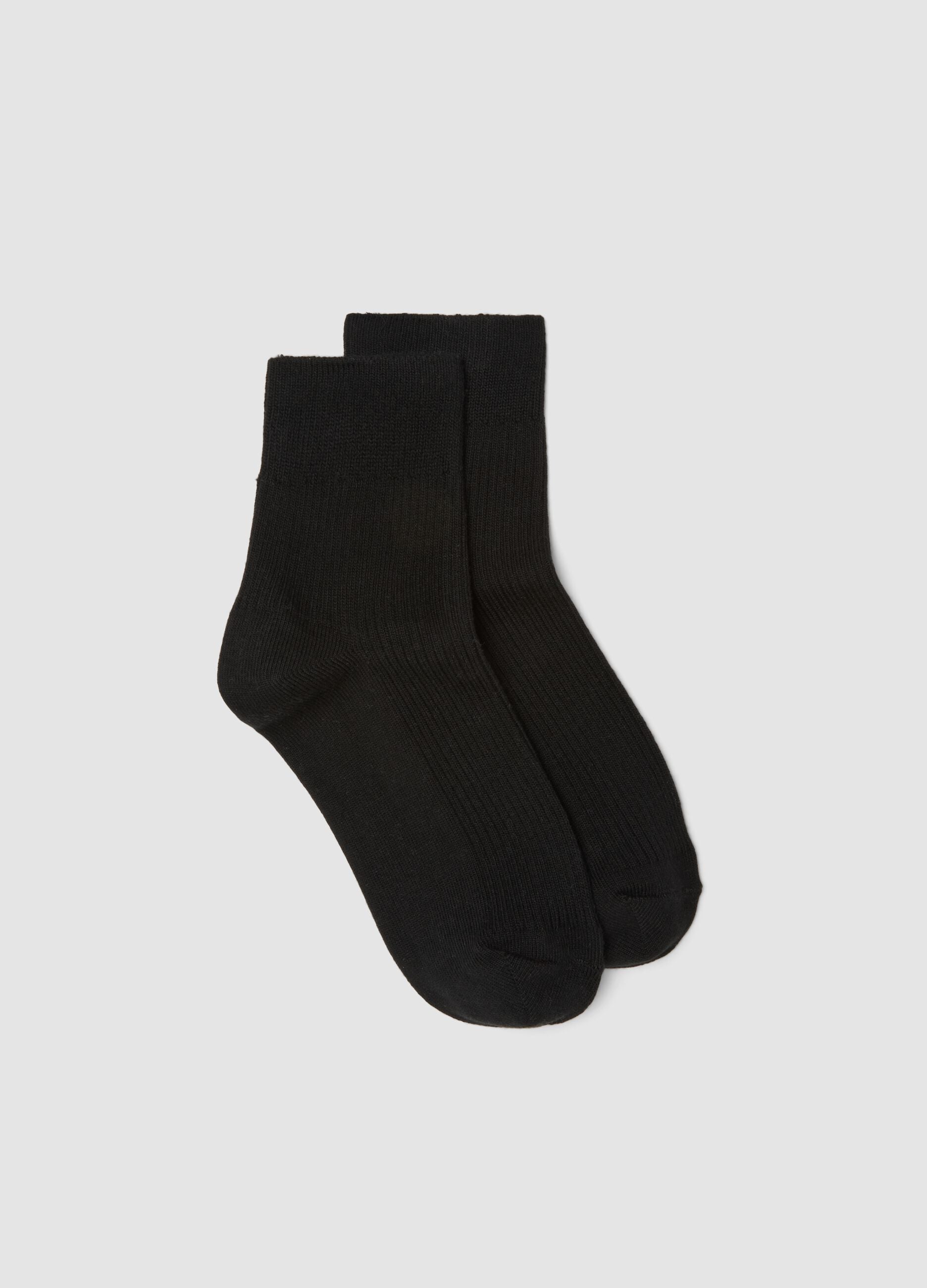 Black ankle socks in stretch cotton