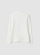 White organic cotton T-shirt with high neck and teddy bear print_1
