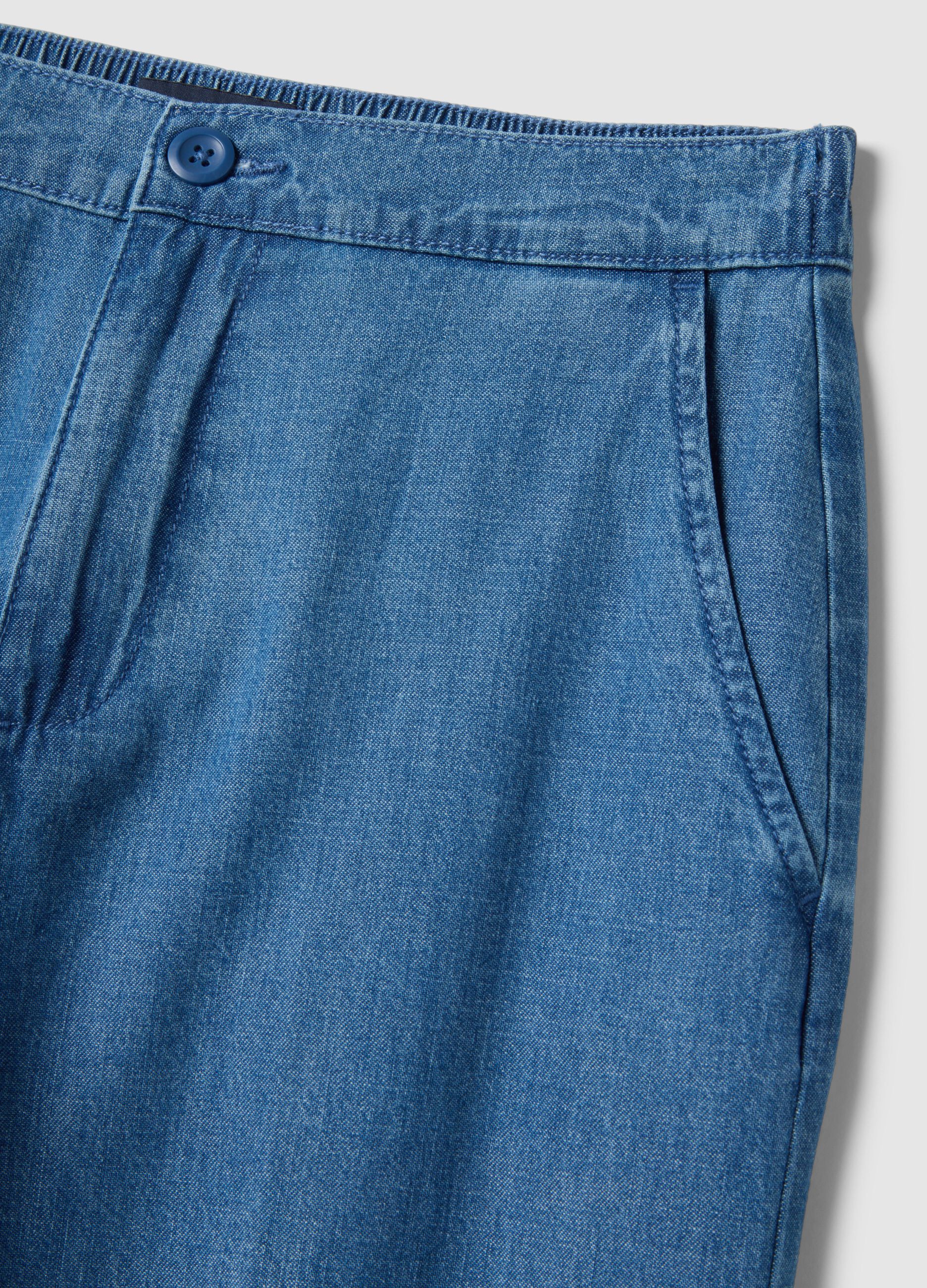 Wide-leg blue cotton trousers