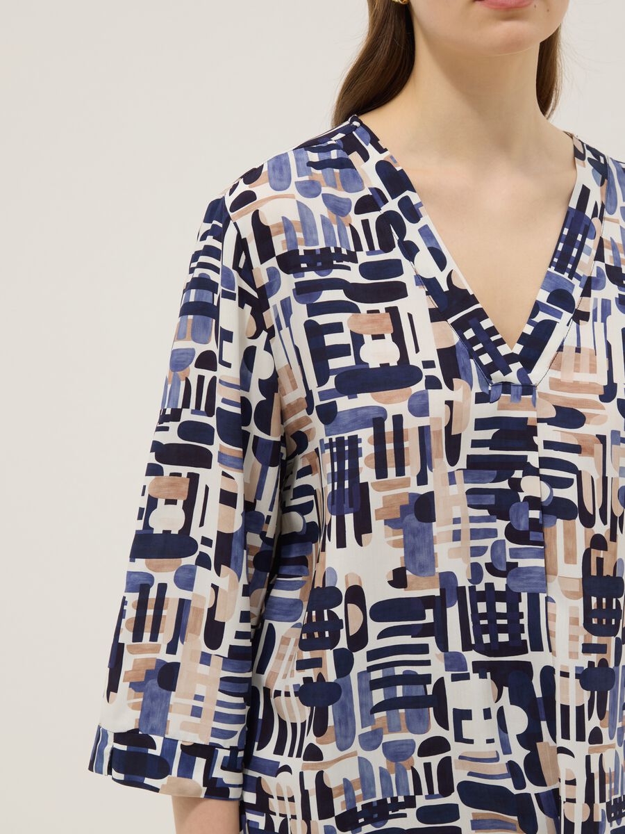 Multicolour pure viscose blouse with geometric print, regular fit_3