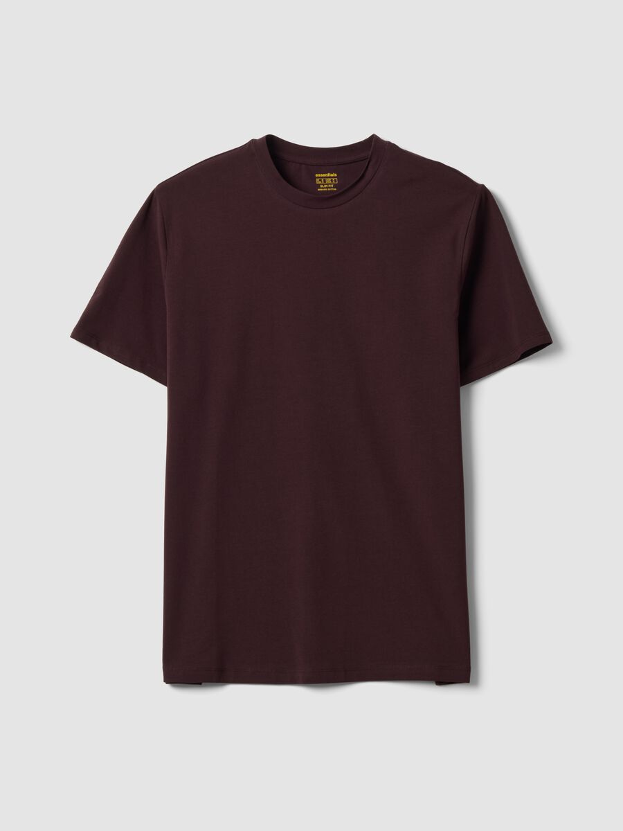 Brown organic cotton slim-fit short-sleeve T-shirt_0