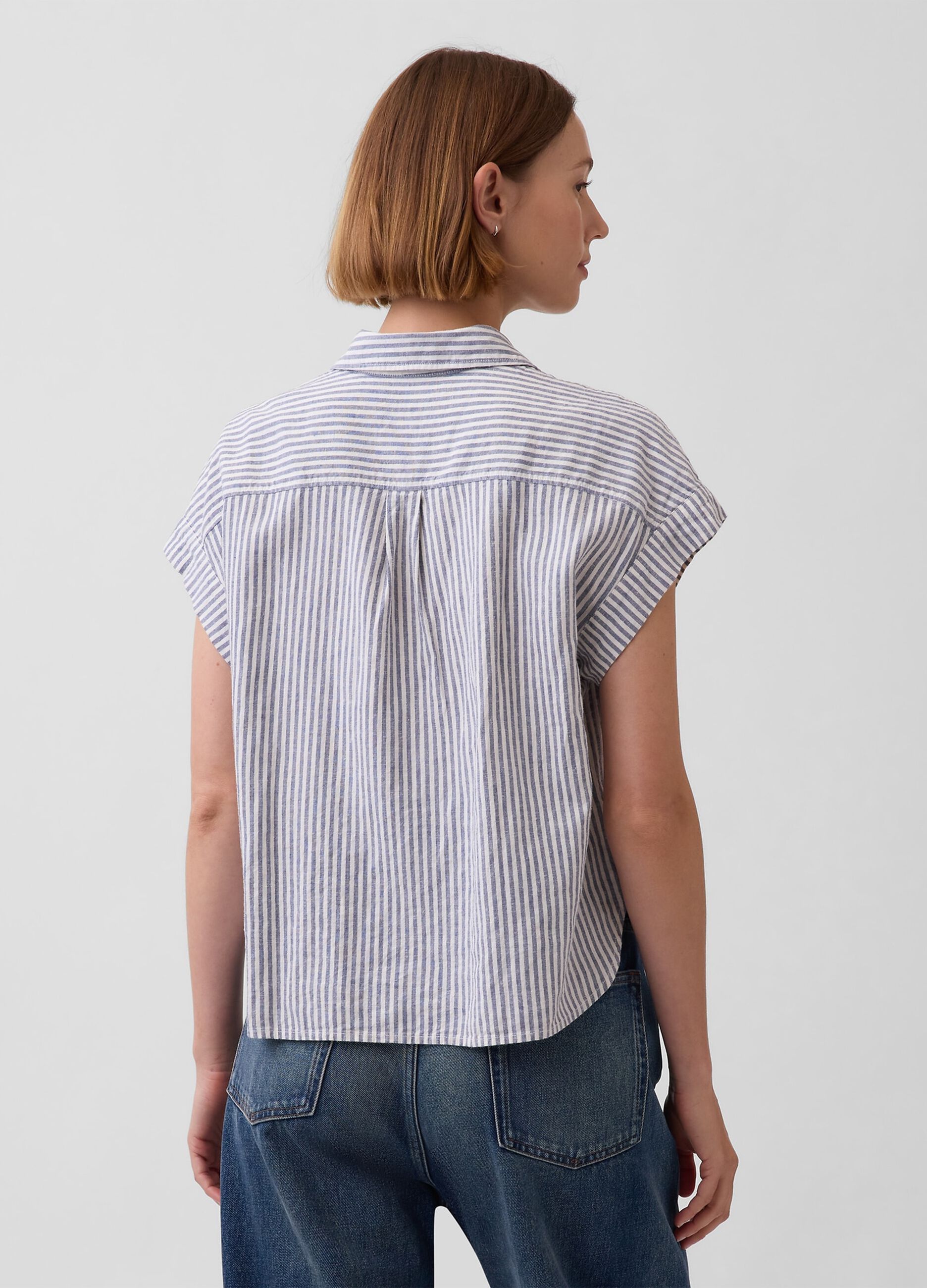 Camicia in misto lino a righe