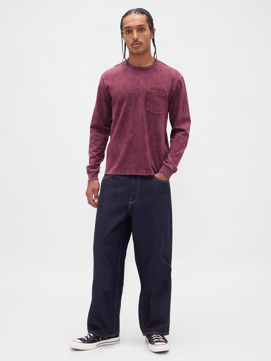Long sleeve purple cotton top_2