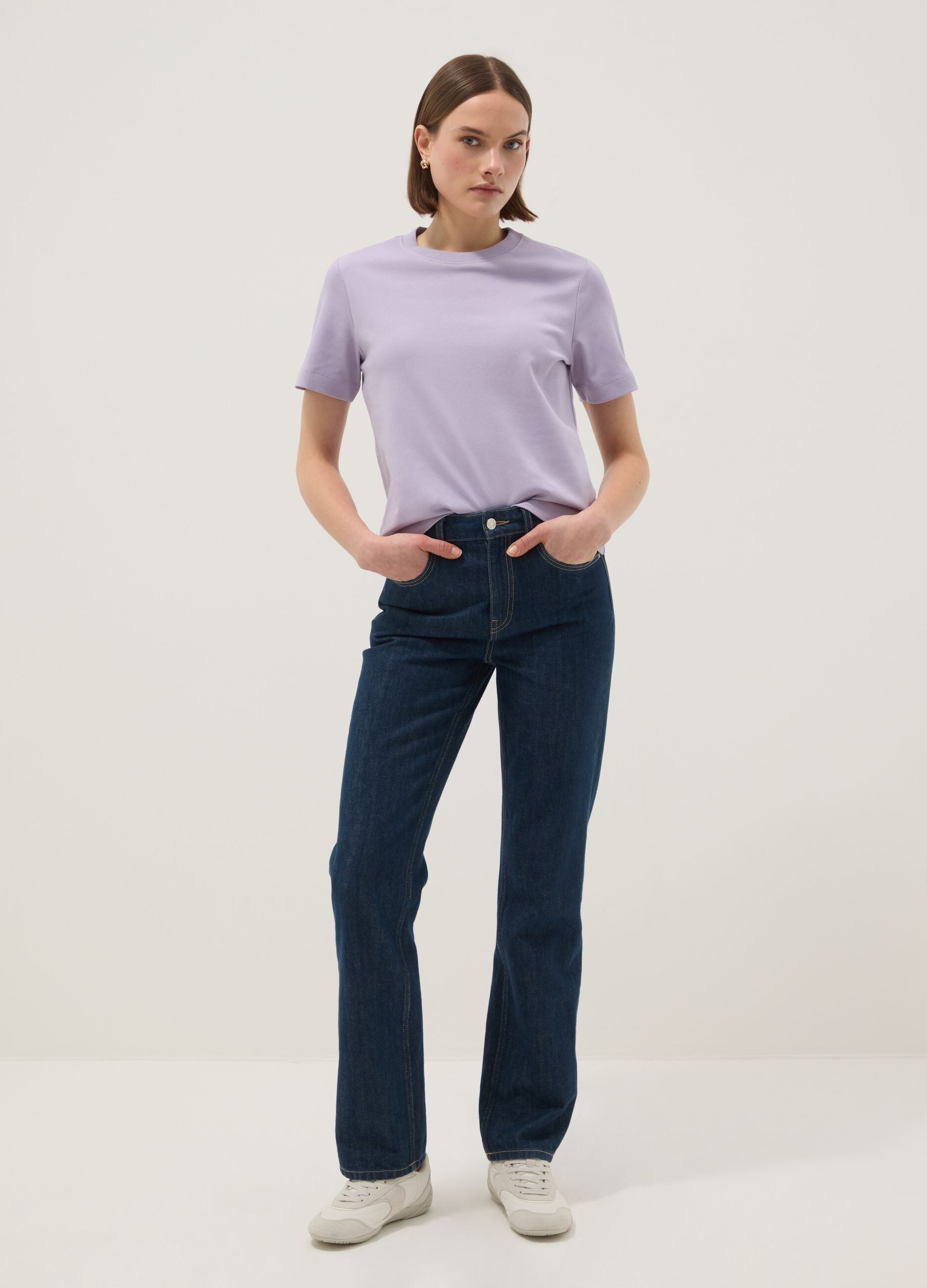 Purple pure cotton relaxed fit T-shirt