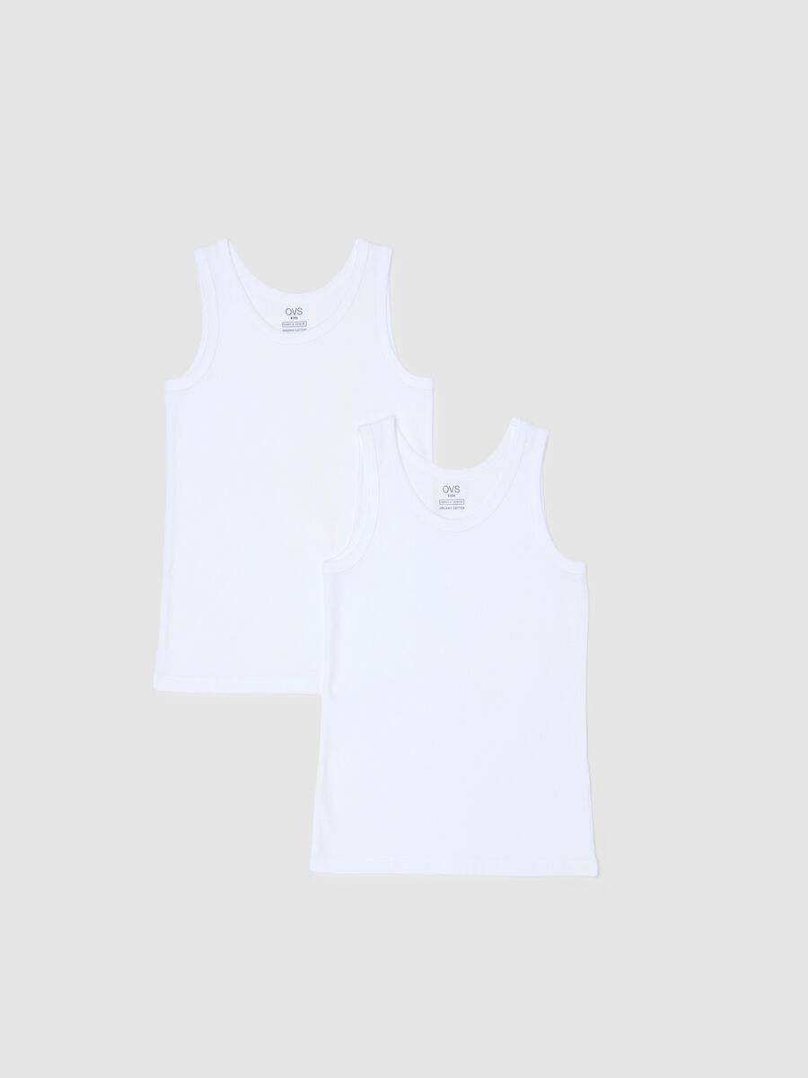 Pack of two white children's vests in pure cotton regular fit_0