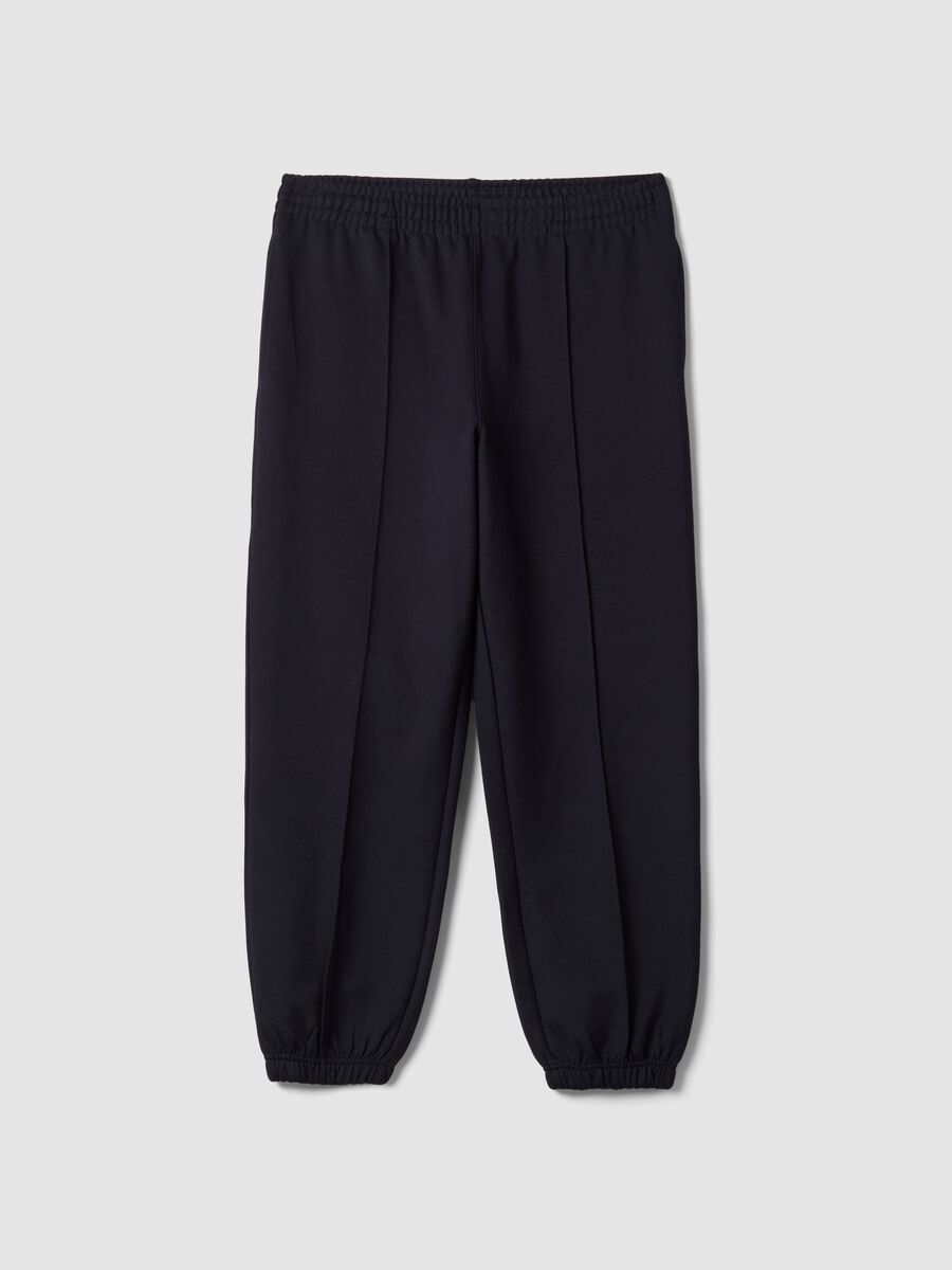 Pantaloni jogger blu notte in tessuto elasticizzato relaxed fit_0