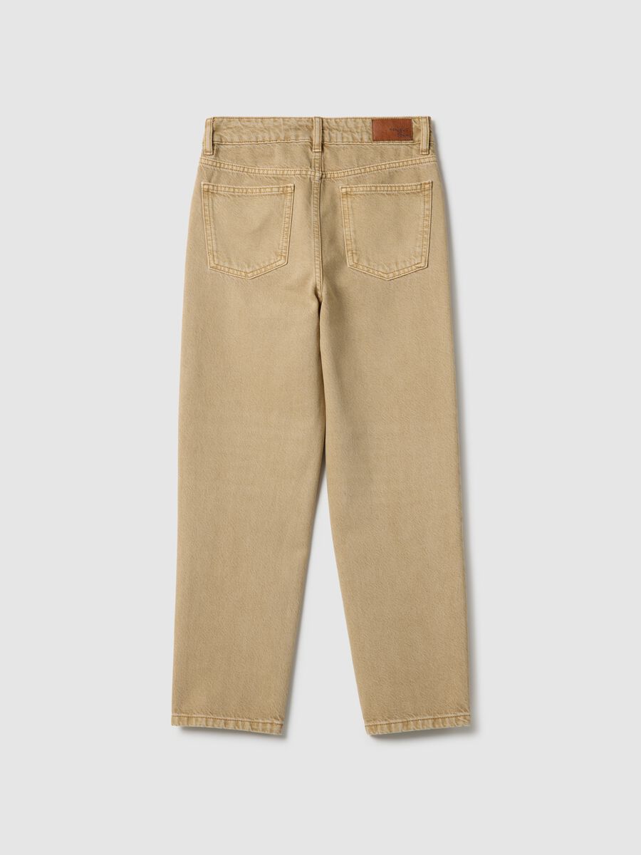 Jeans in puro cotone beige da ragazzo relaxed fit_4