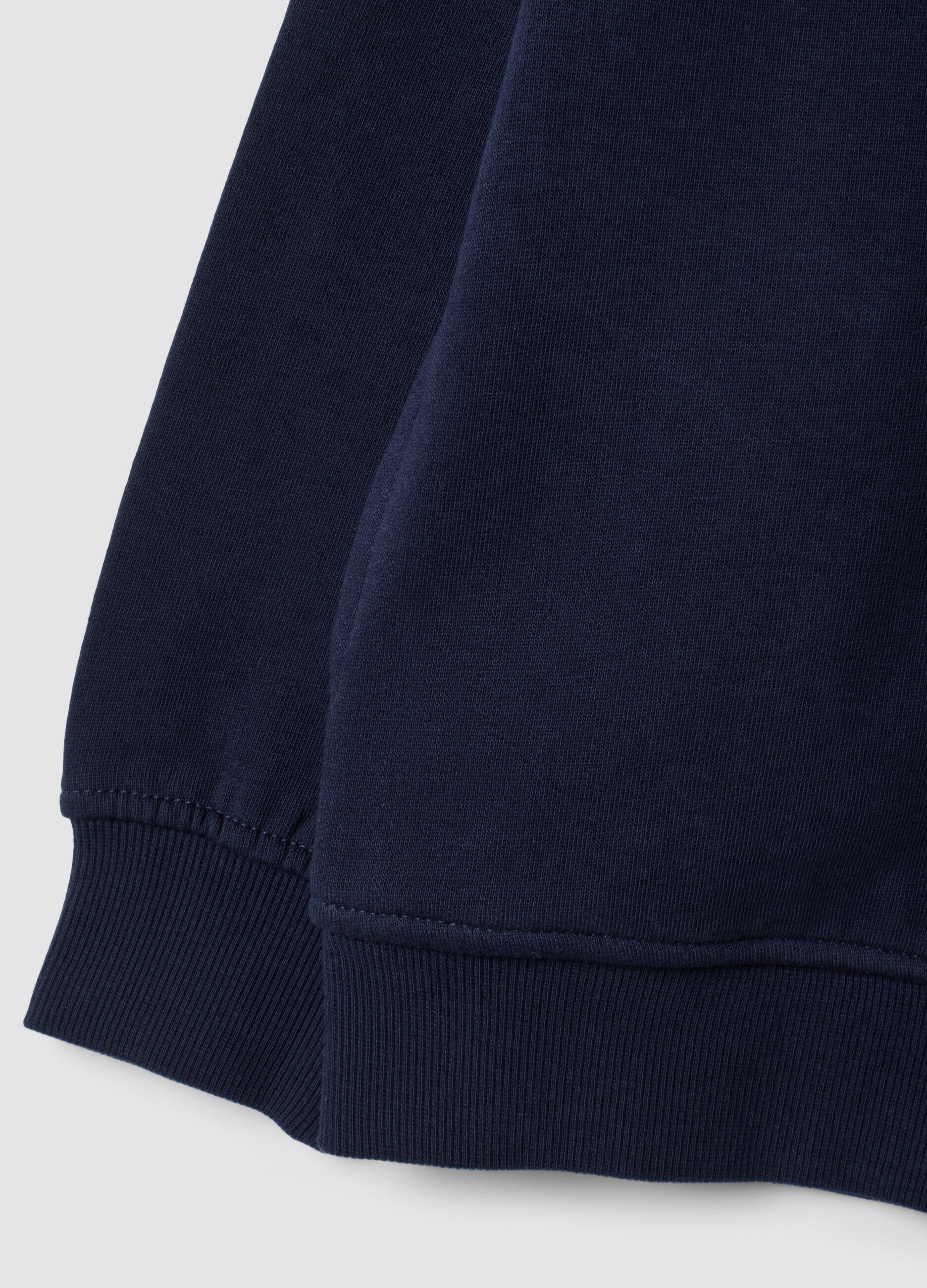 Blue organic cotton sweatshirt with stand-up collar for boys