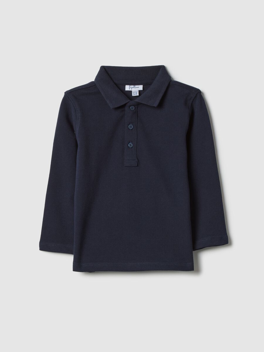 Polo in puro cotone blu per bimbo regular fit_0