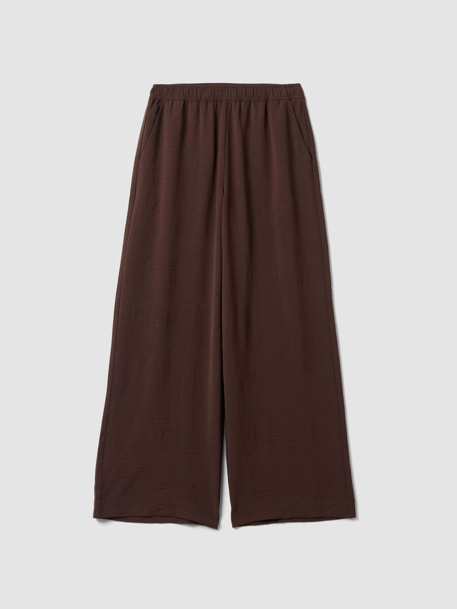 Brown wide-leg trousers with elasticated waistband_4
