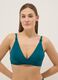 Green triangle bikini top in stretch fabric with shaping effect_0