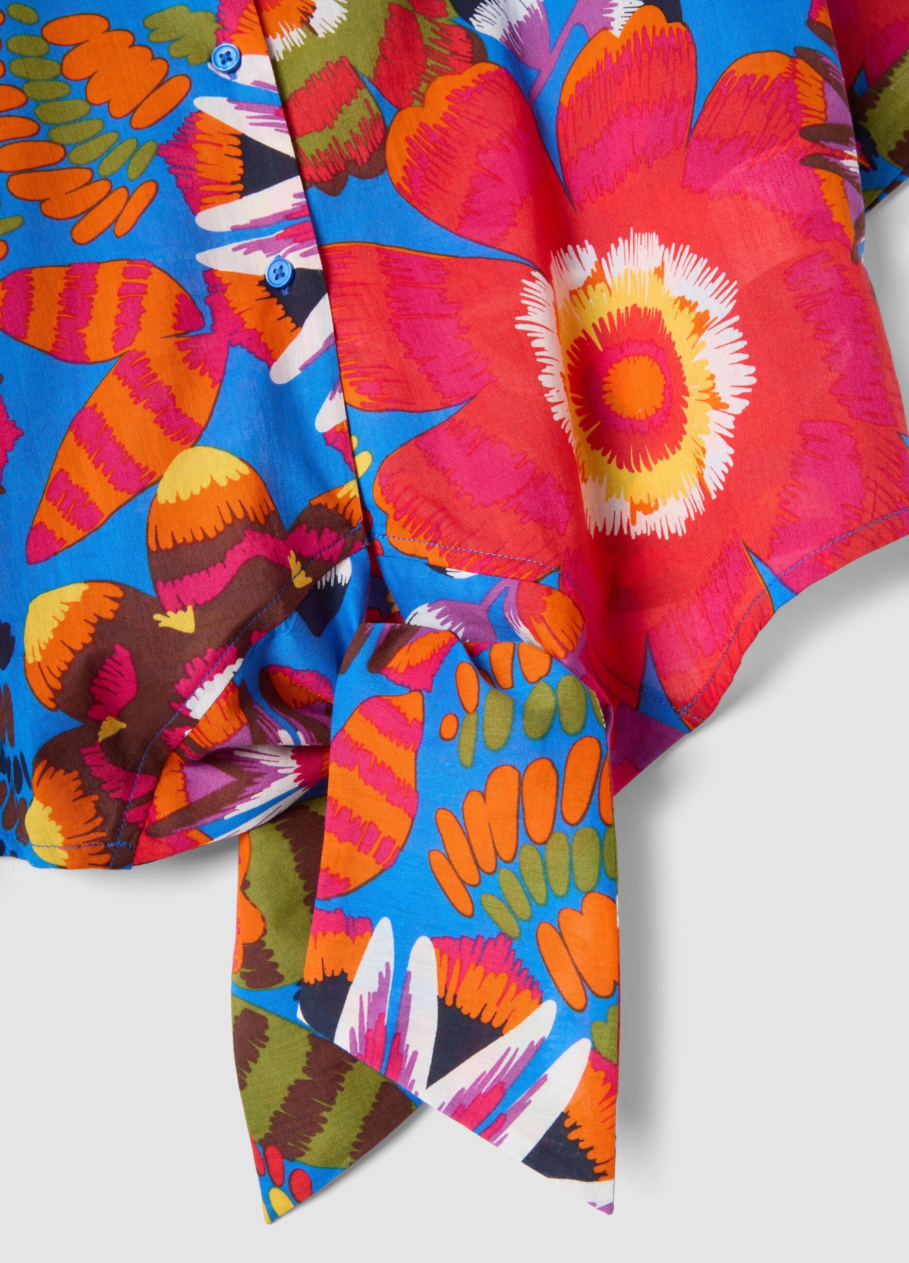 Multicoloured pure cotton crop shirt