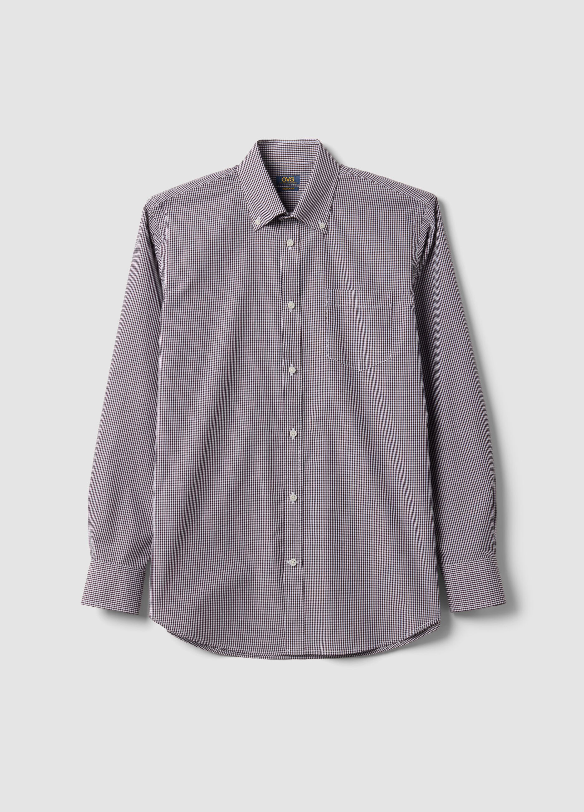 Easy-iron multicolour cotton-blend shirt with button-down collar, regular fit