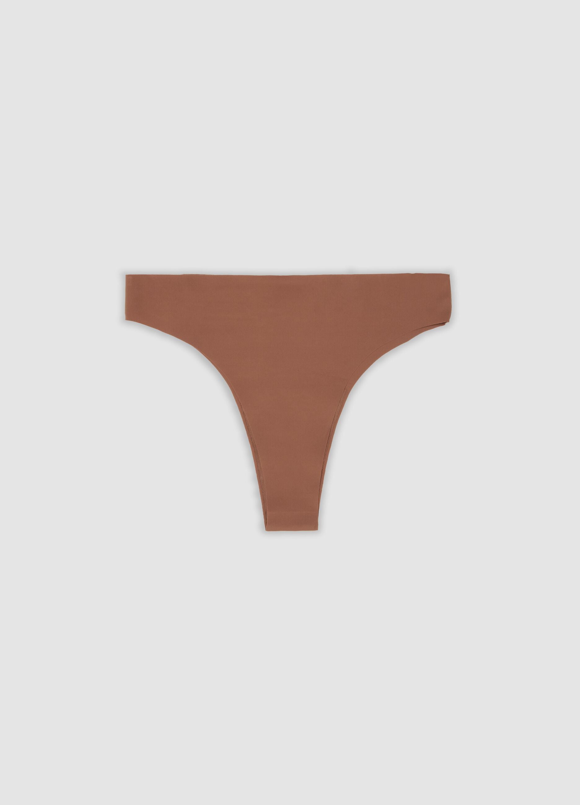 Brown stretch microfibre Brazilian briefs