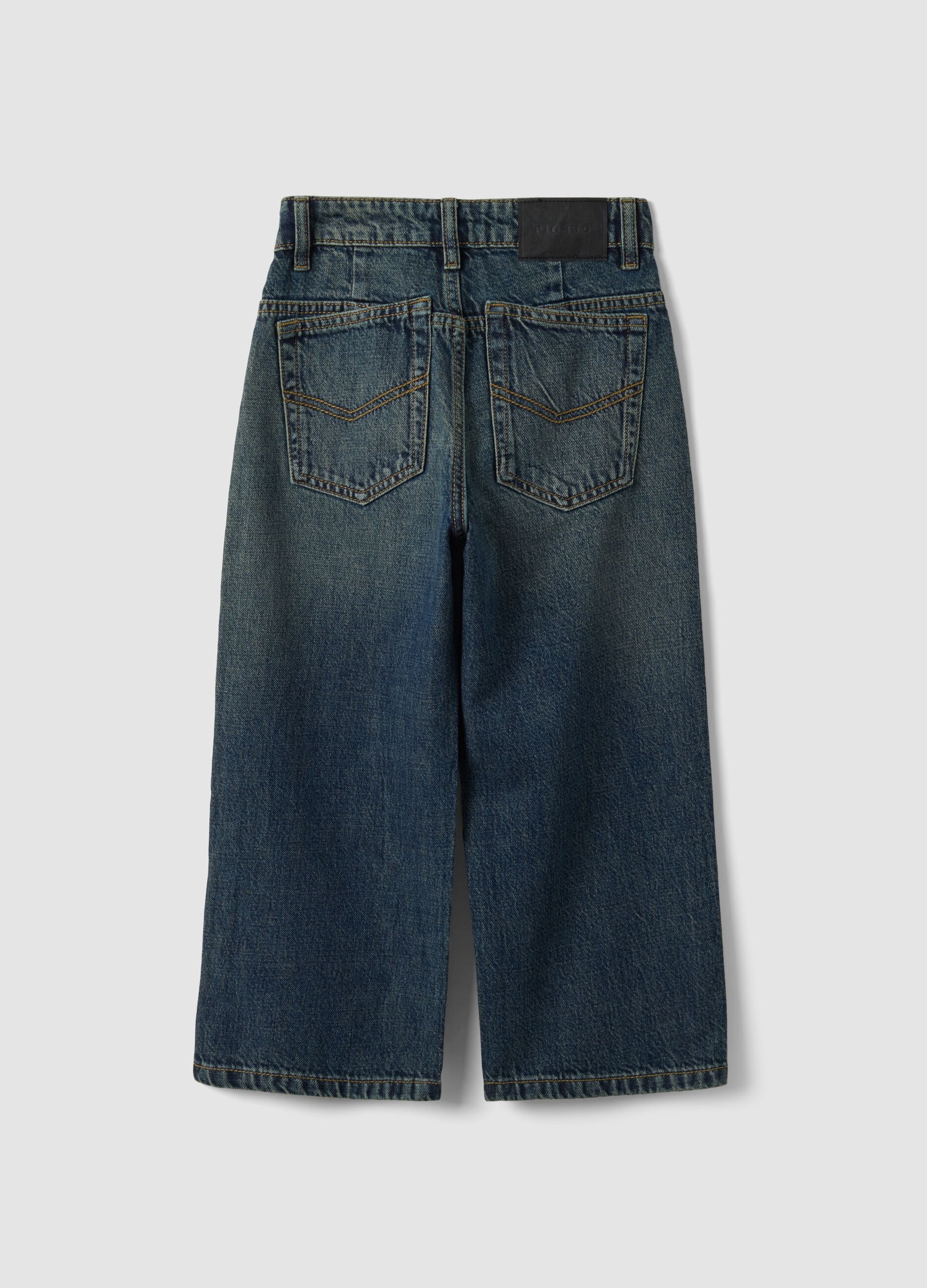 Boys&rsquo; blue 100% cotton skater-fit jeans