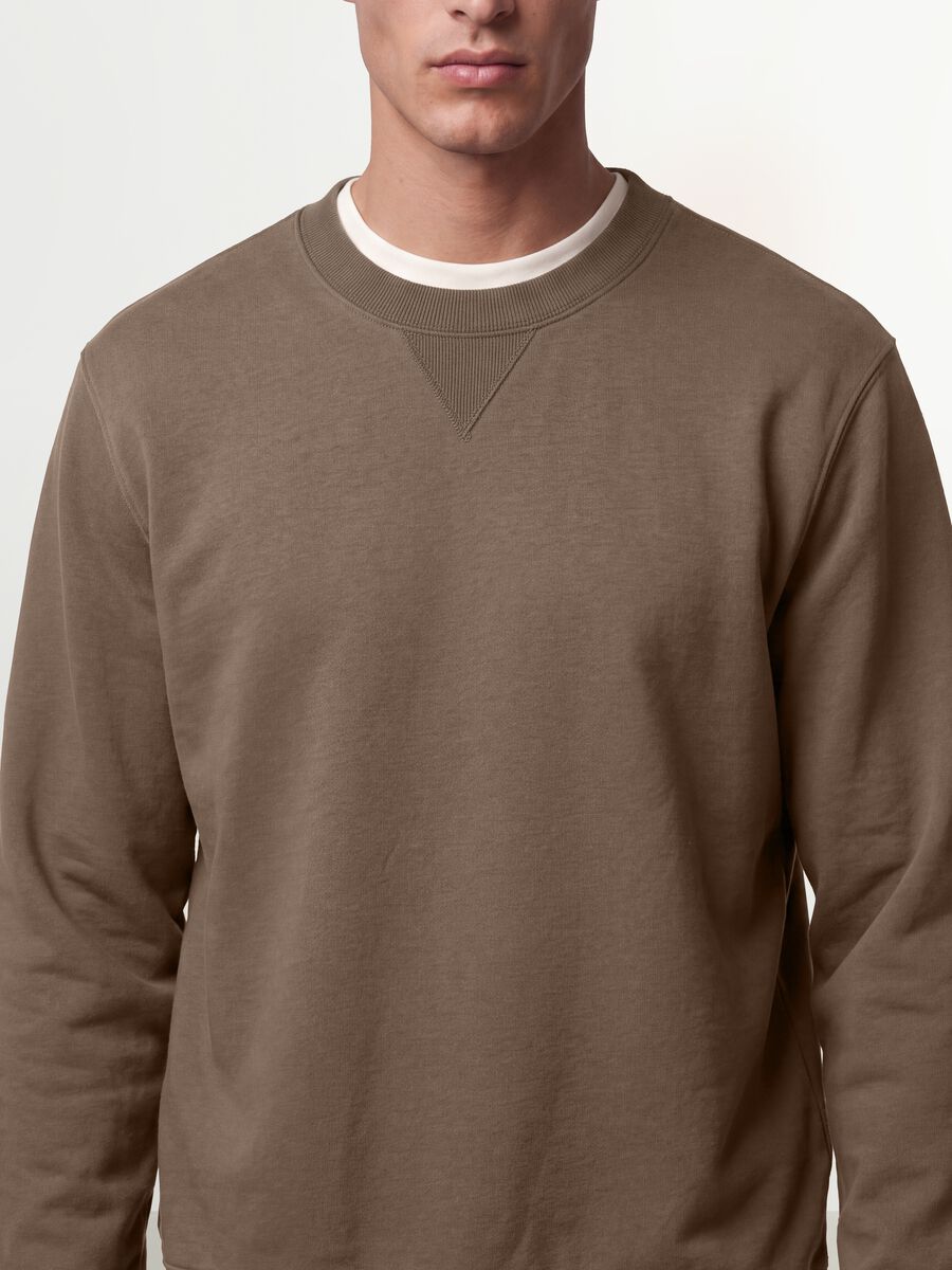 Grey crew neck sweatshirt in cotton blend, regular fit_1