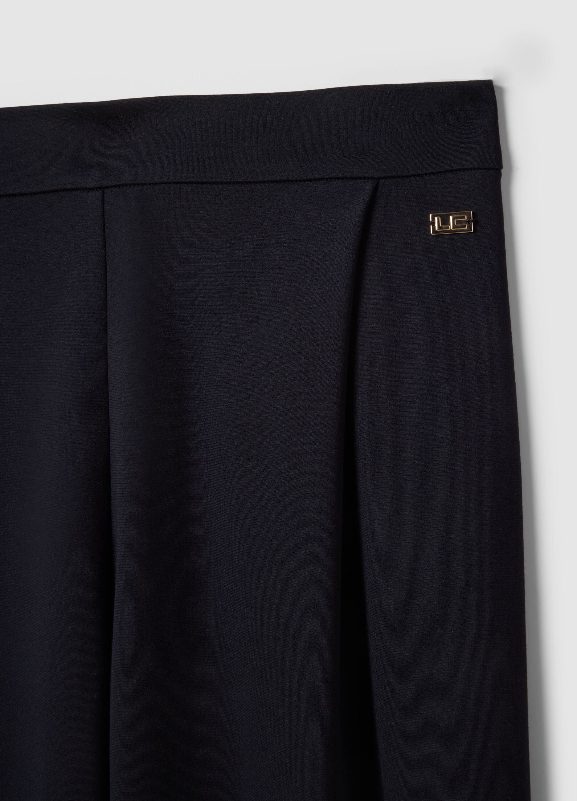 Black Wide Leg Stretch Viscose Blend Trousers