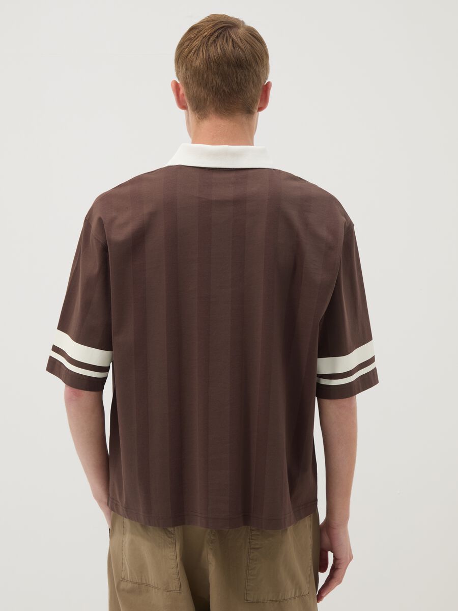 Brown pure cotton polo shirt with classic collar_3