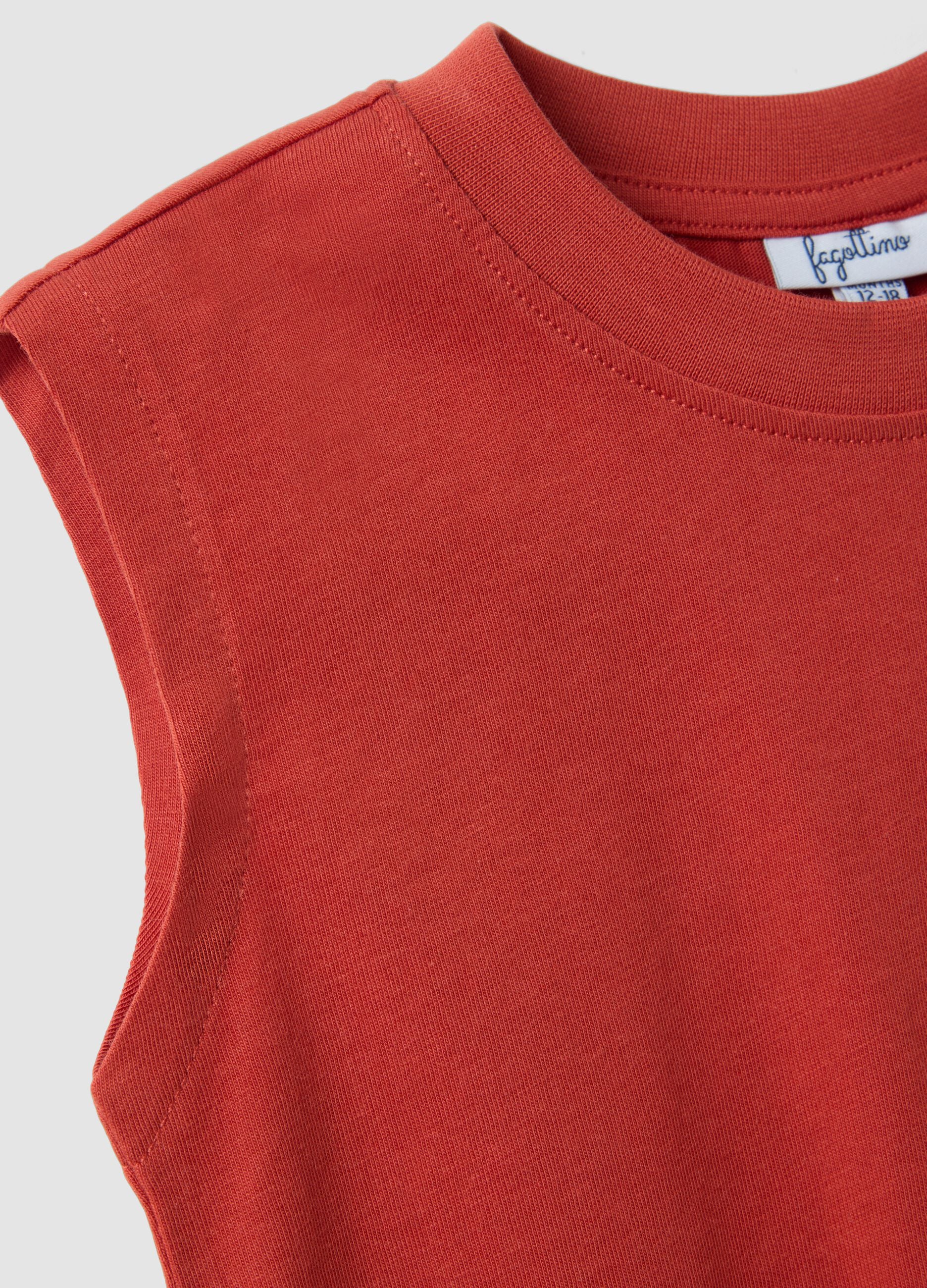 Red children's pure cotton tank top regular fit with pocket