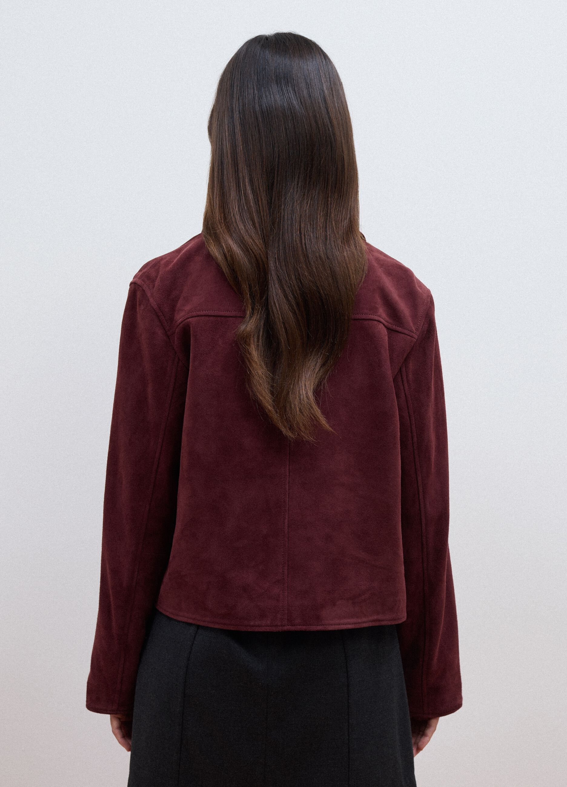 Giacca rossa in vera pelle regular fit