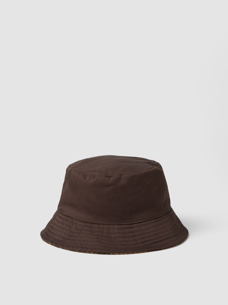 Cappello reversibile marrone in misto cotone_0