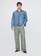 Light Green Mixed Fabric Trousers_0
