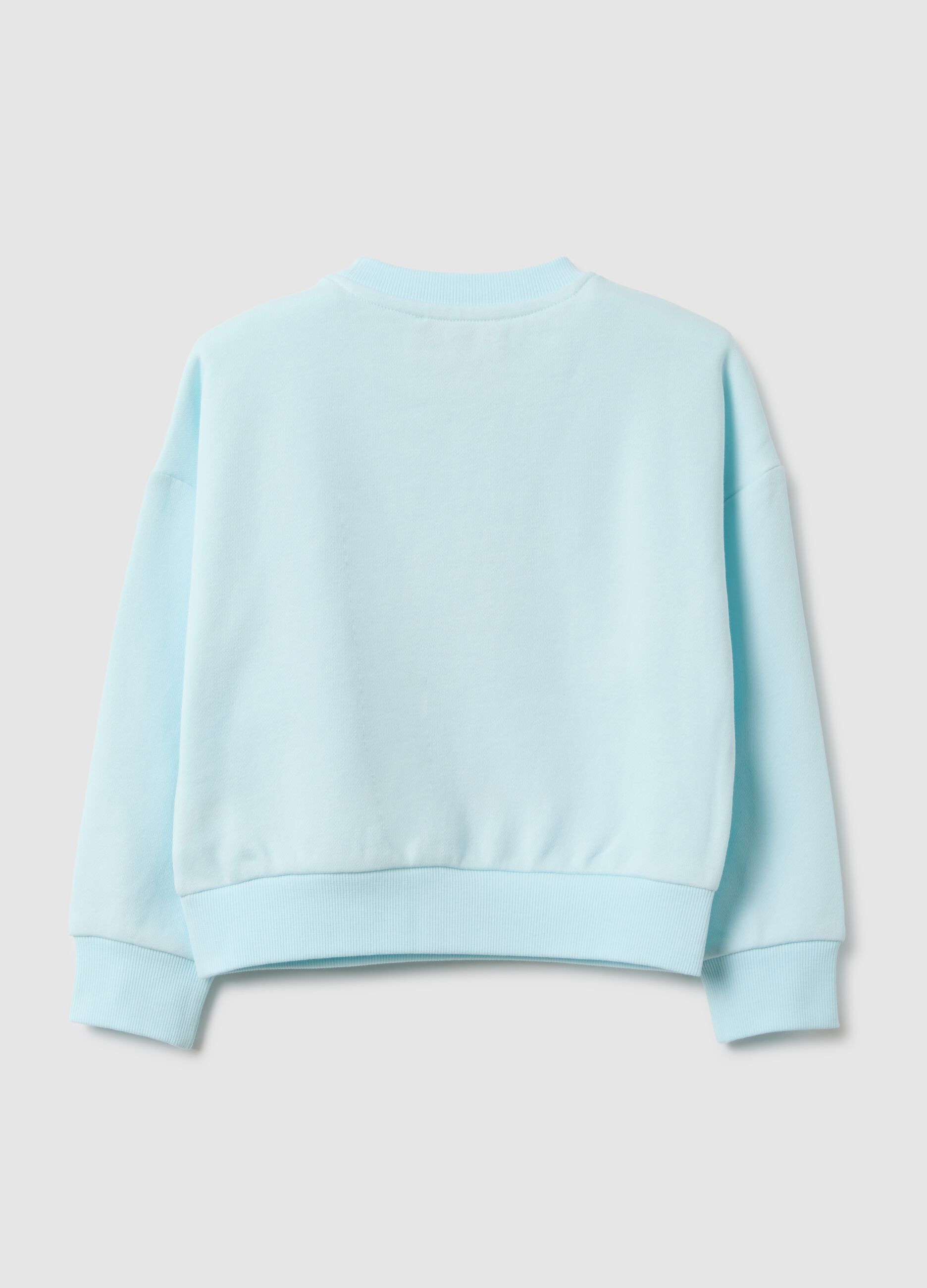 Sky blue cotton blend regular fit sweatshirt with heart for girls