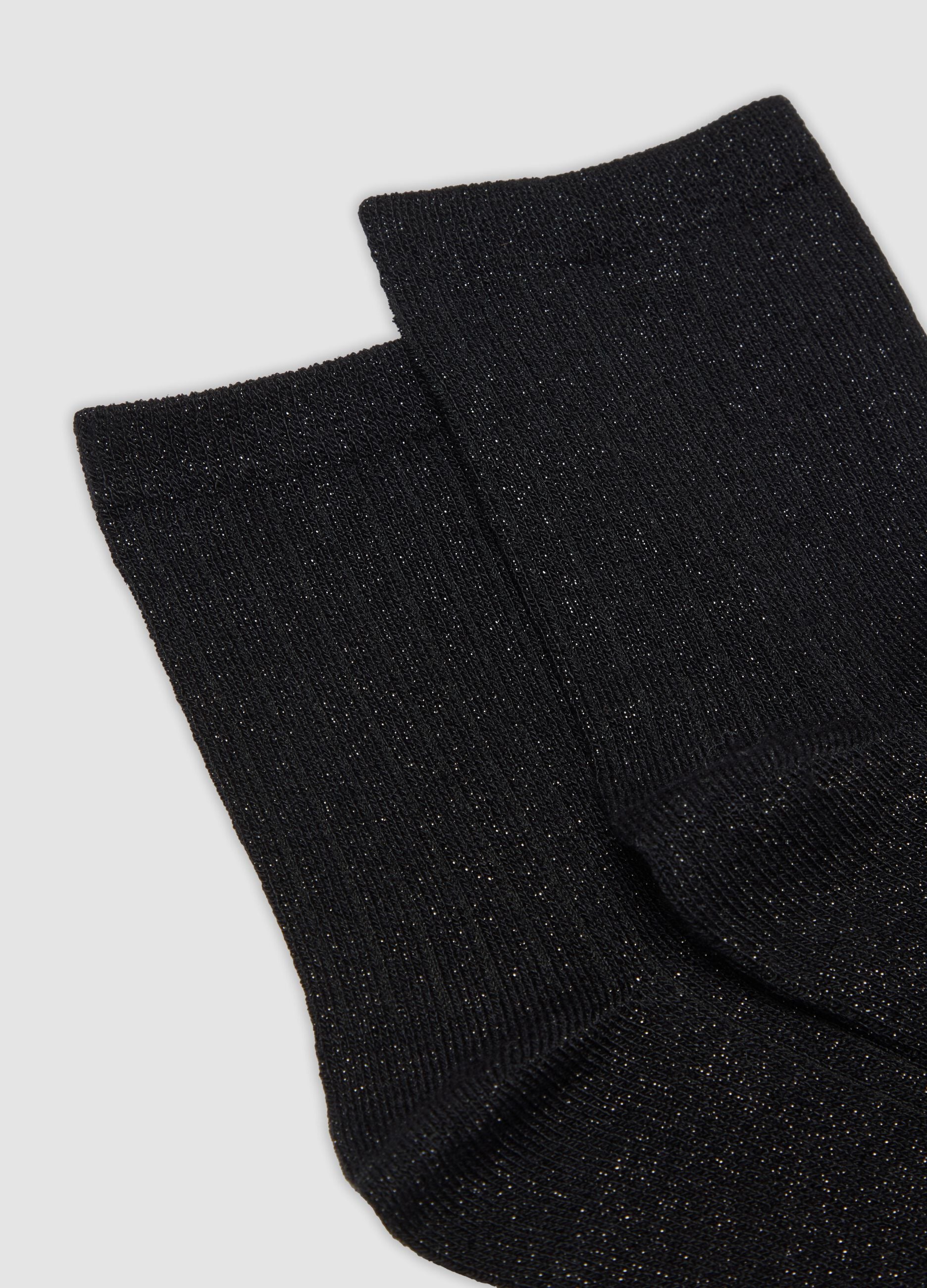 Black stretch socks with lurex threads