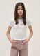 Girl's white fitted stretch cotton t-shirt with slogan_0