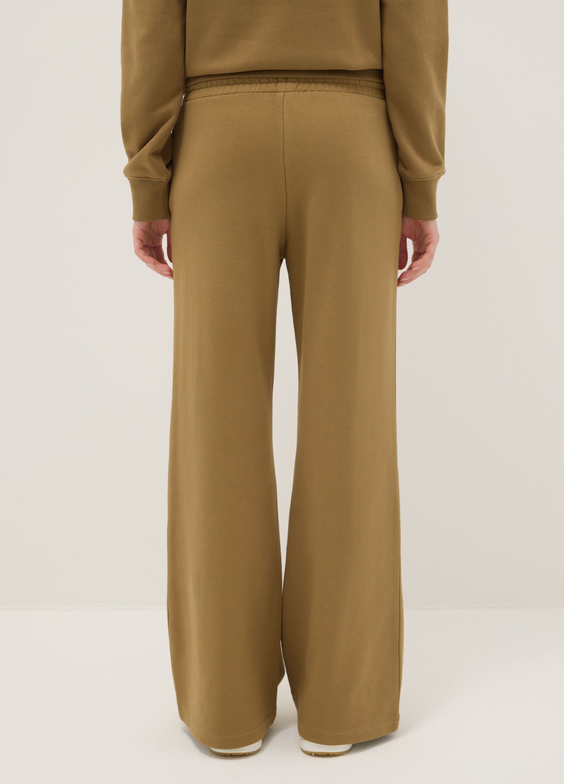 Brown cotton blend regular fit jogger trousers